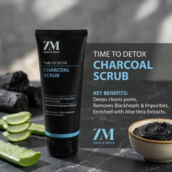 ZM Charcoal Face Scrub – Deep Detox & Blackhead Removal - 75 gm
